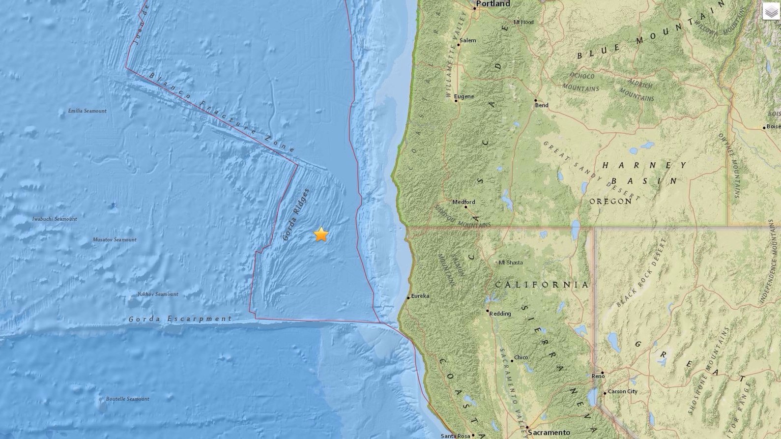 Earthquake off oregon