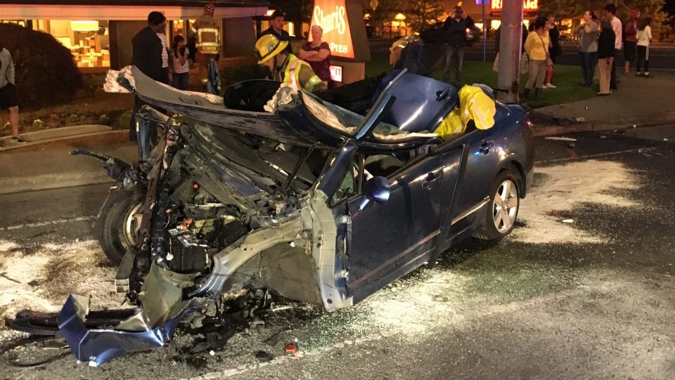 1 person injured, car catches fire in Beaverton crash, police say | kgw.com